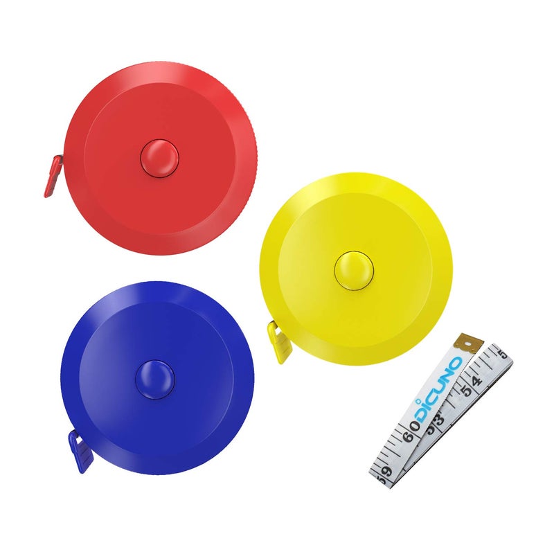DiCUNO 60-Inch 1.5 Meter Soft and Retractable Tape Measure Medical Body Measurement Tailor Sewing Craft Cloth Dieting Measuring Tape (3 Colors Package with Soft Tape) - Image 1
